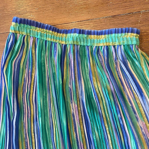 Vintage KORET Long Maxi Pleated Vertical Striped Skirt, Size SMALL - Picture 5 of 9